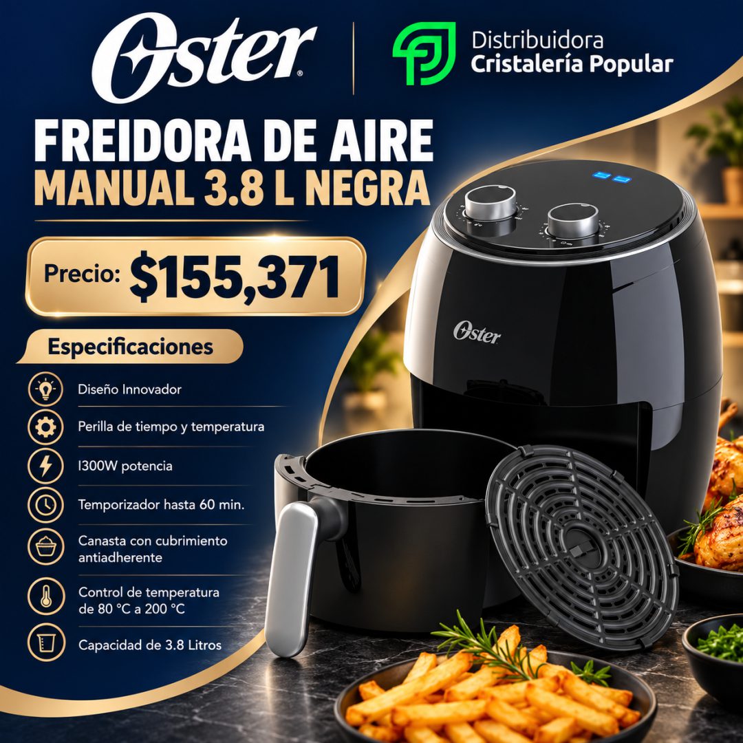 FREIDORA DE AIRE MANUAL 3.8 L NEGRA